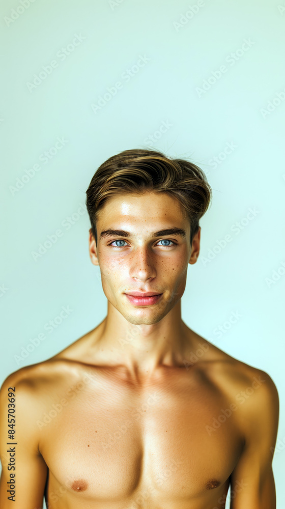 Clean portrait cheerful attractive French young man with dark blond hair. Clean portrait cheerful attractive French young man with dark blond hair.
