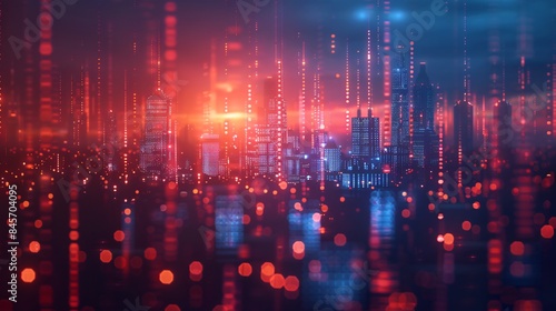 Wallpaper Mural City skyline with numerous illuminated buildings in background Torontodigital.ca