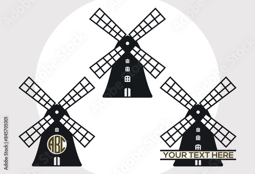 Wind Turbine SVG Cut File, Wind Turbines Landscape Svg, Wind Energy Svg, Windmill Svg, Electric Pole Svg, Farmhouse Windmill Svg