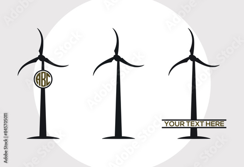 Wind Turbine SVG Cut File, Wind Turbines Landscape Svg, Wind Energy Svg, Windmill Svg, Electric Pole Svg, Farmhouse Windmill Svg