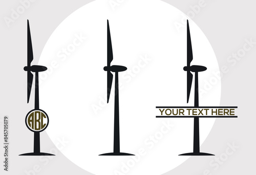Wind Turbine SVG Cut File, Wind Turbines Landscape Svg, Wind Energy Svg, Windmill Svg, Electric Pole Svg, Farmhouse Windmill Svg
