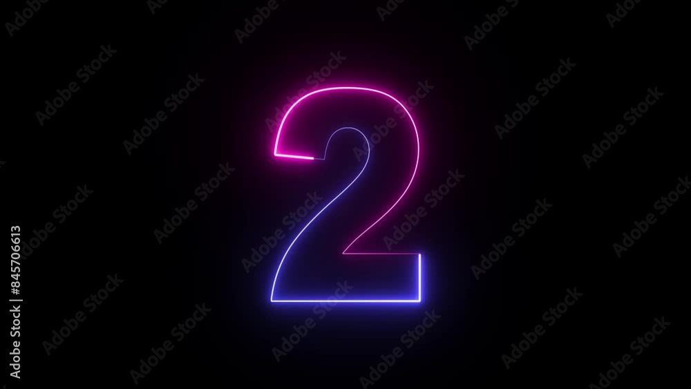 Animated neon number 2. Two-color looping trendy glowing neon numeric number two. Educational mathematics concept with neon letter Animated neon number 2. Two-color looping trendy glowing neon numeric number two. Educational mathematics concept with neon letter