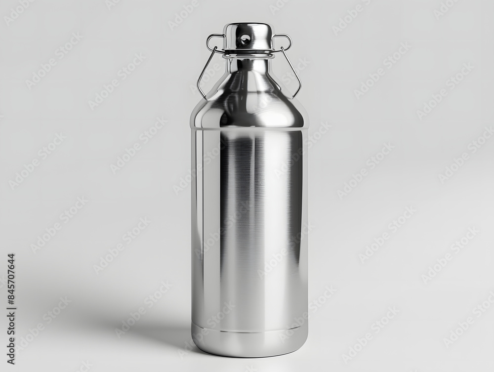 Empty glossy metal water bottle mockup with isolated background Empty glossy metal water bottle mockup with isolated background