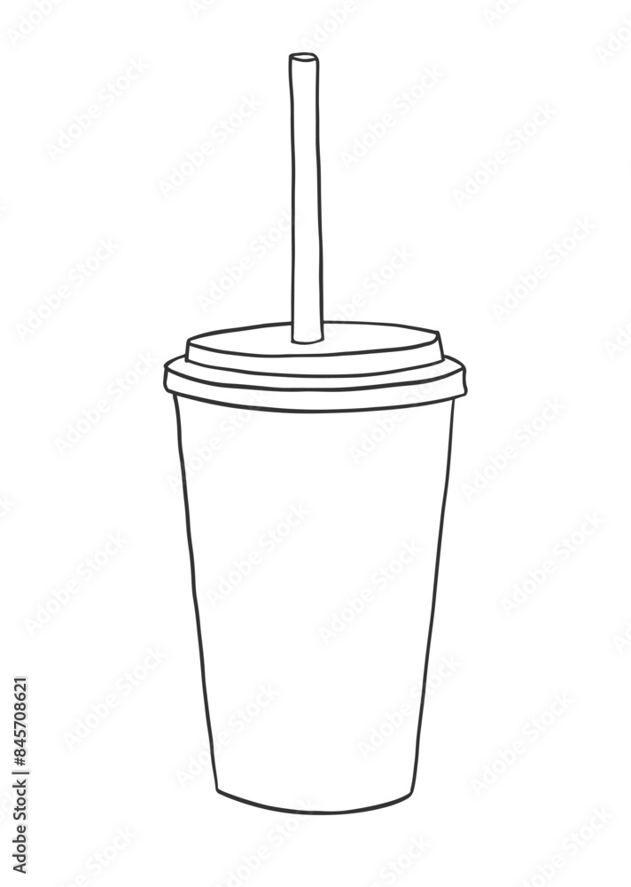 Vector illustration of line art disposable paper coffee cup Vector illustration of line art disposable paper coffee cup