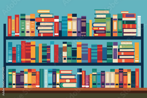 A bookshelf filled with a variety of colorful books, arranged in a neat and organized manner.