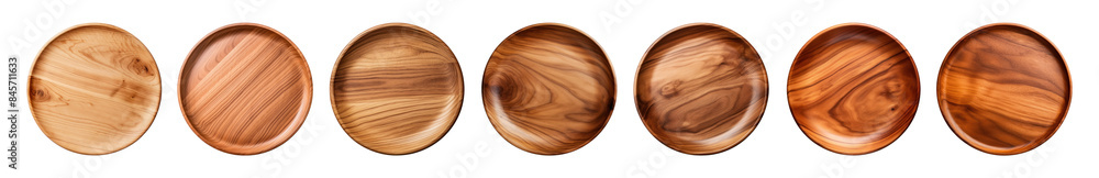 Round wooden tray png cut out element set Round wooden tray png cut out element set
