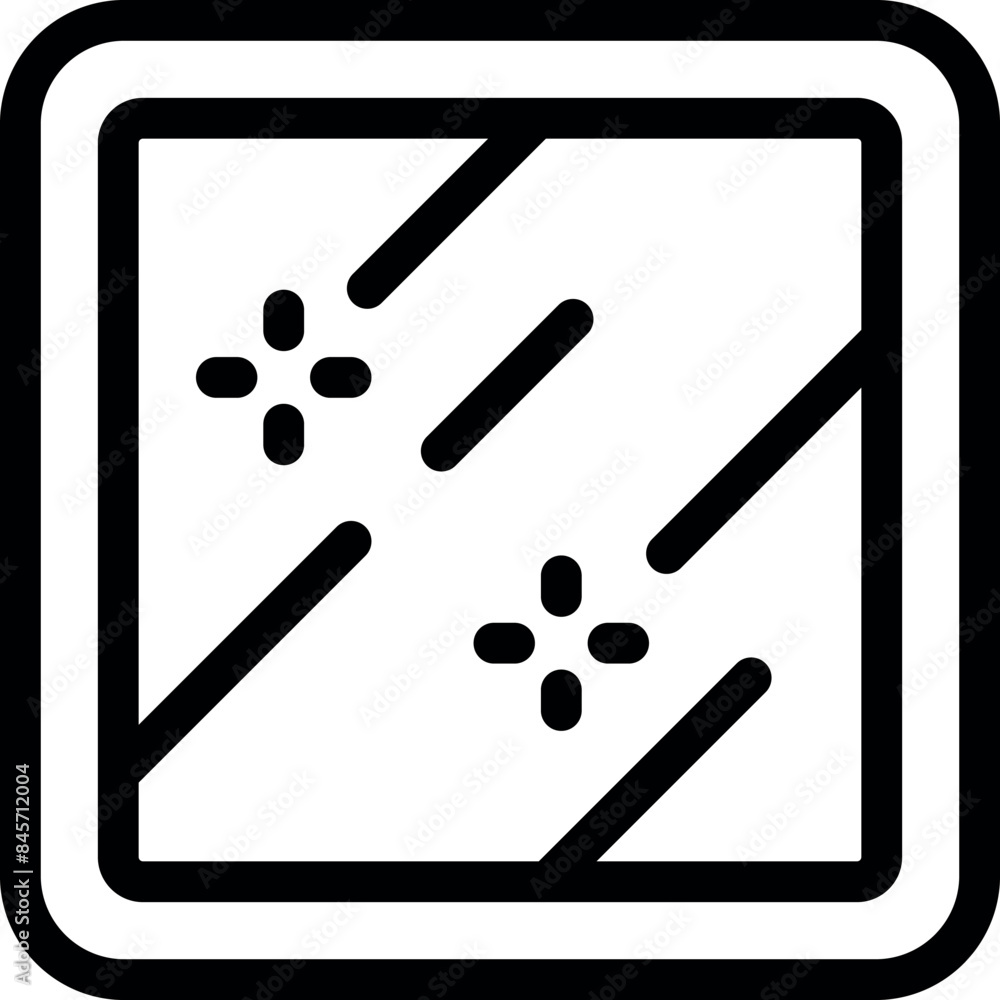 Simple icon of a square mirror reflecting light rays Simple icon of a square mirror reflecting light rays