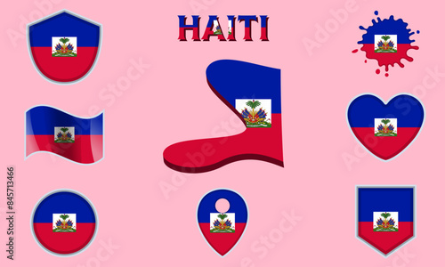 Free Download Collection of flat national flags of Haiti with map - GFXLoad