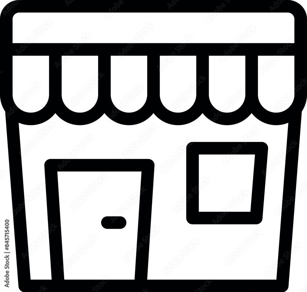 Simple icon style illustration of a shop or store building, perfect for representing small businesses and local commerce Simple icon style illustration of a shop or store building, perfect for representing small businesses and local commerce