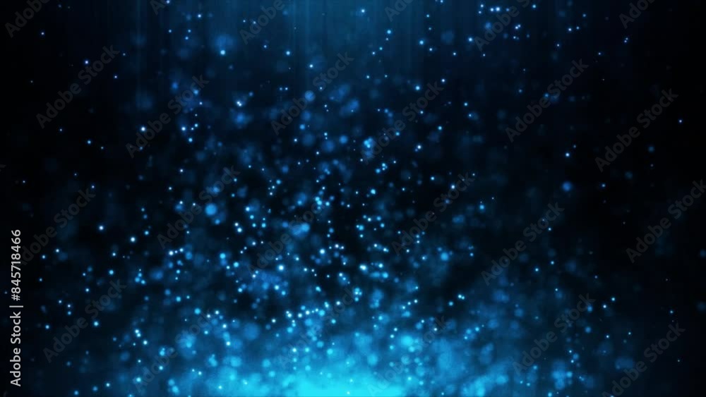 Blue bokeh particles glitter awards dust gradient abstract background. Futuristic glittering in space on dark background Blue bokeh particles glitter awards dust gradient abstract background. Futuristic glittering in space on dark background