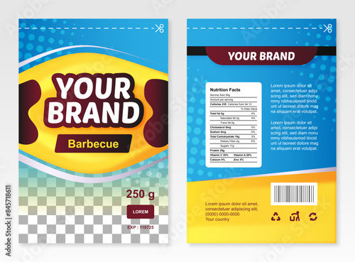 Fully editable chips and snacks packaging template