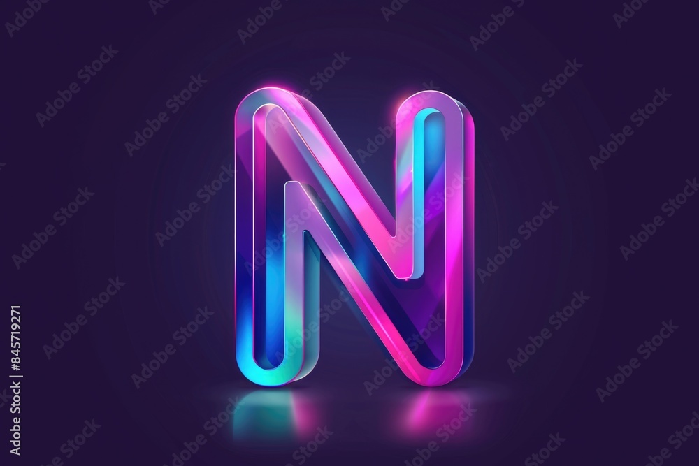 A single neon letter N glowing on a dark surface, perfect for use in designs and graphics where a pop of color is needed A single neon letter N glowing on a dark surface, perfect for use in designs and graphics where a pop of color is needed