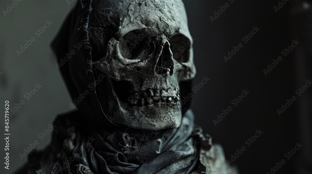 The eerie figure with a skull for a head was quite unsettling The eerie figure with a skull for a head was quite unsettling