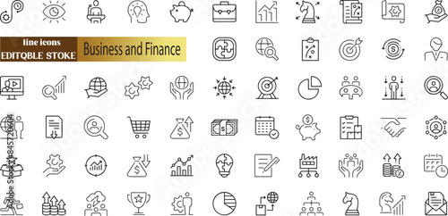 Business and Finance Editable Icons set. Vector illustration in modern thin line style of money related icons: profit, cash, banking, and more. 