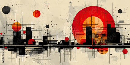an abstract geometric pattern with flat modern background in a brutalism style