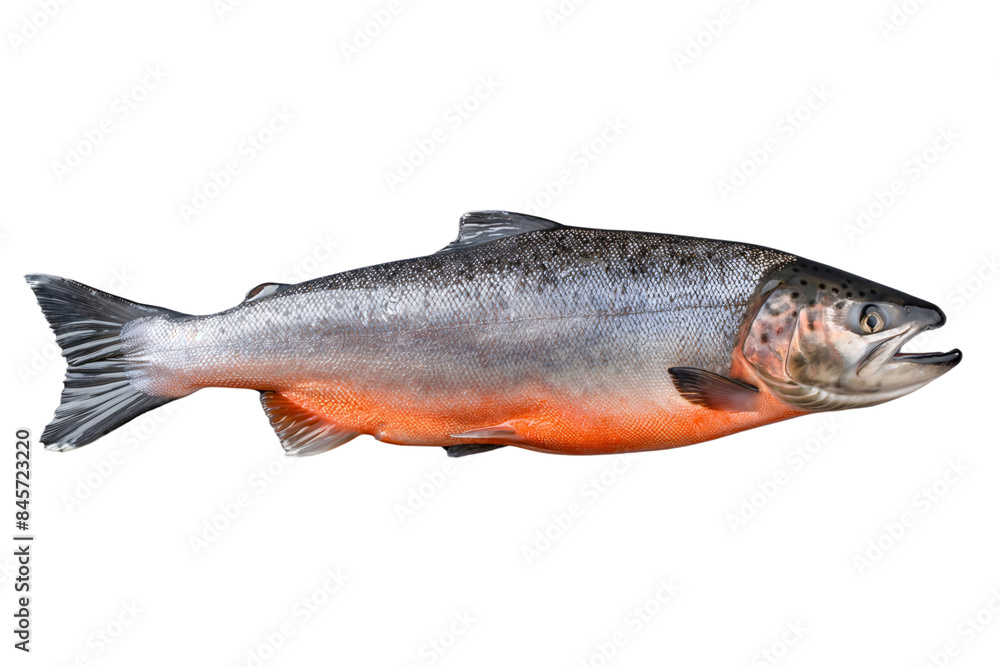 Naklejka premium Realistic Atlantic Salmon Isolated on Transparent Background, cut out. PNG