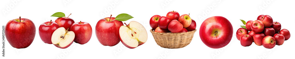 Red apples png cut out element set Red apples png cut out element set
