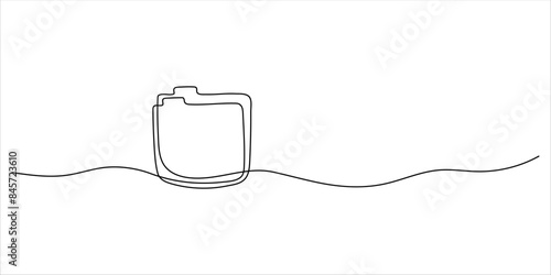 Folder file one line on a white background. The document is one line drawing. Office file document continuous line drawing.