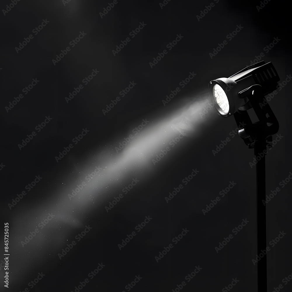 Fototapeta premium Black spot light in black background.