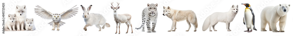 White wildlife animal png cut out element set White wildlife animal png cut out element set