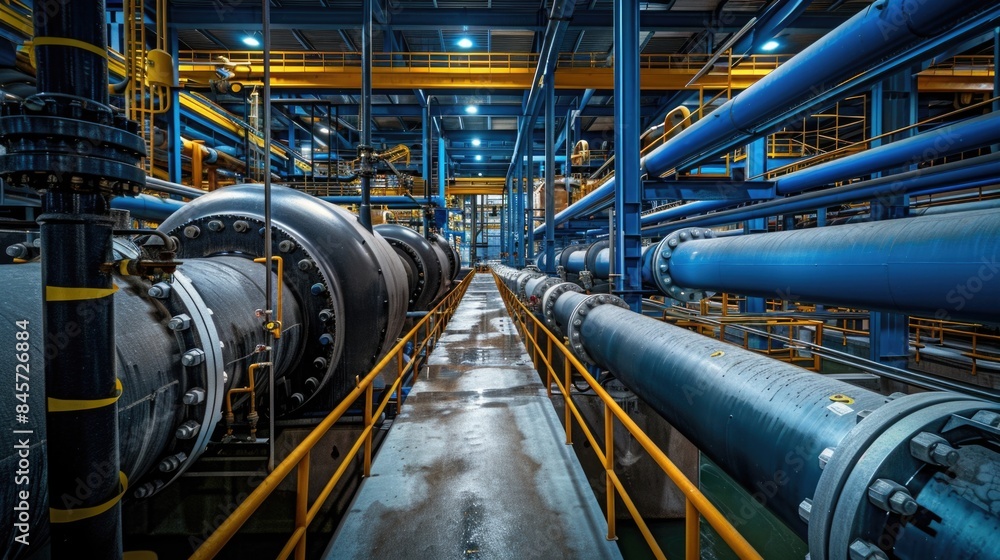 A large industrial-style room filled with numerous pipes, perfect for use in illustrations or designs related to industry, manufacturing, or technology A large industrial-style room filled with numerous pipes, perfect for use in illustrations or designs related to industry, manufacturing, or technology