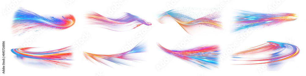 Obraz premium Light streak effect png cut out element set