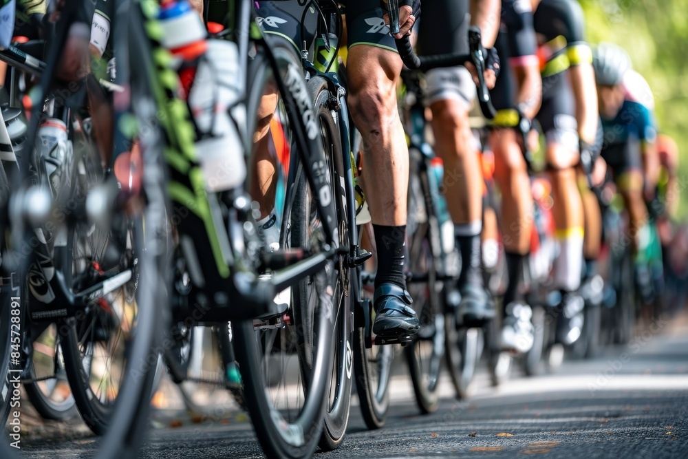 Efficiently organized triathlon transition area, emphasizing readiness for summer olympic games Efficiently organized triathlon transition area, emphasizing readiness for summer olympic games