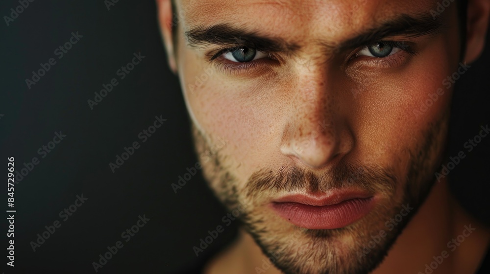 Fototapeta premium Close-up shot of a man's face with a long beard, ideal for use in editorial or commercial content