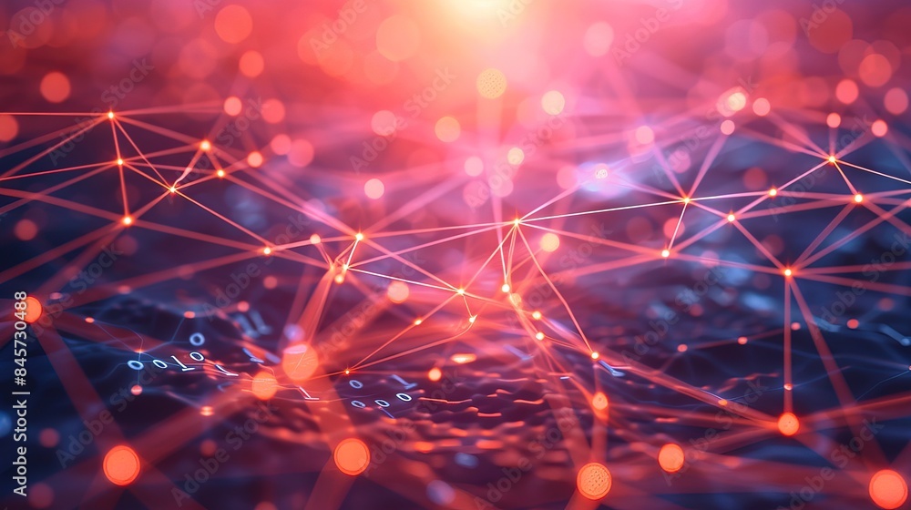 Fototapeta premium Interconnected network diagrams with elements and lines, representing digital channels, suitable for technology solutions and scientific concepts