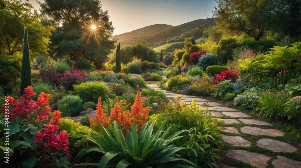 Beautiful landscape of green hills at sunset Beautiful landscape of green hills at sunset