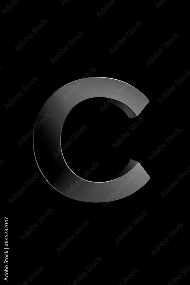 A close-up view of the letter C on a black background, ideal for use in typography and design projects A close-up view of the letter C on a black background, ideal for use in typography and design projects