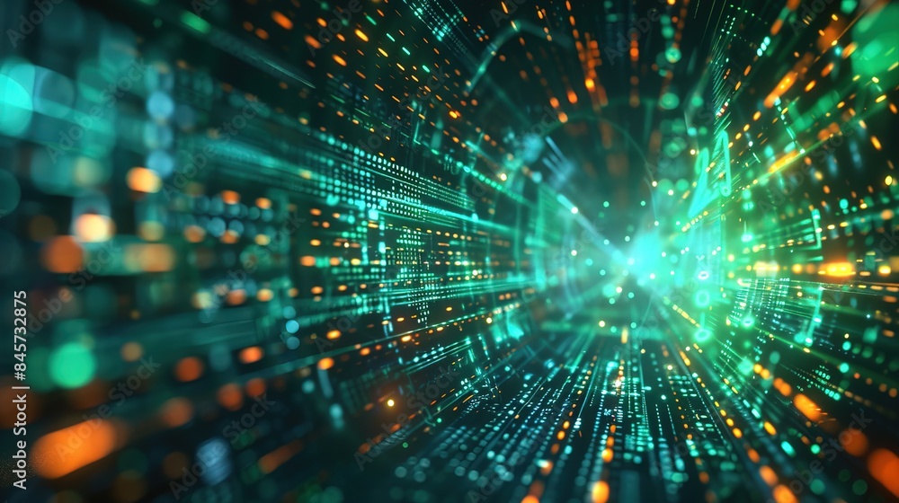Digital technology speed connect blue green background, cyber nano information Digital technology speed connect blue green background, cyber nano information