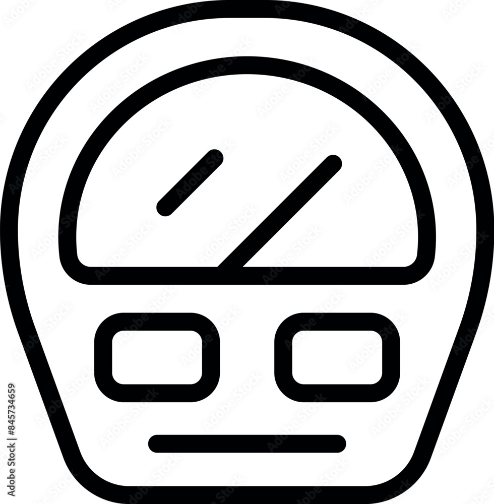 Simple line icon of a speedometer with its needle pointing at the maximum speed Simple line icon of a speedometer with its needle pointing at the maximum speed