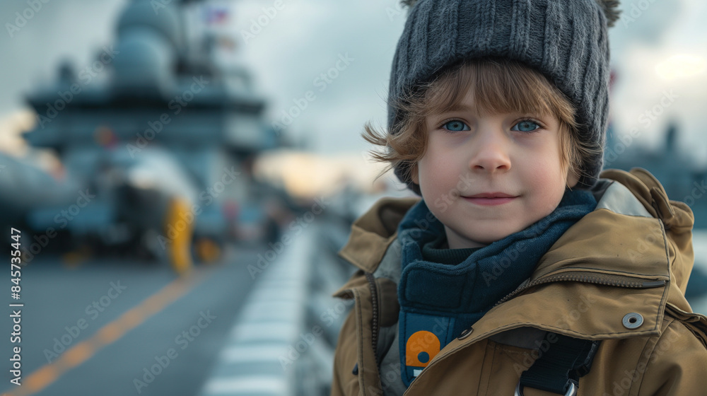 Child on Naval Ship Deck Child on Naval Ship Deck