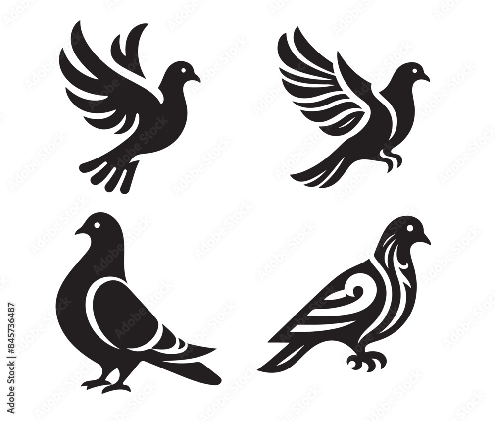 illustration of a pigeon silhouette vector art Illustration illustration of a pigeon silhouette vector art Illustration