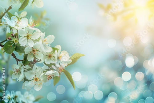 Close-up shot of a tree with white flowers, suitable for spring or floral-themed designs