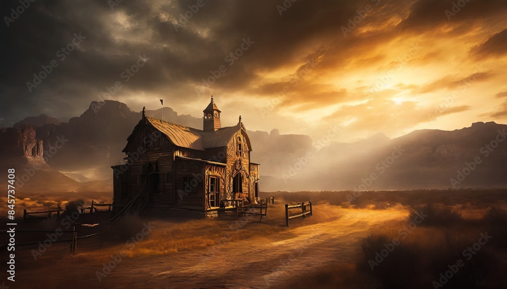 Fototapeta premium sunset in the village