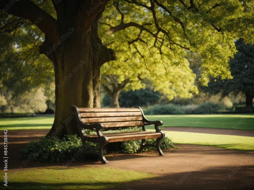Bench under the tree in the Royal Botanic Garden Bench under the tree in the Royal Botanic Garden