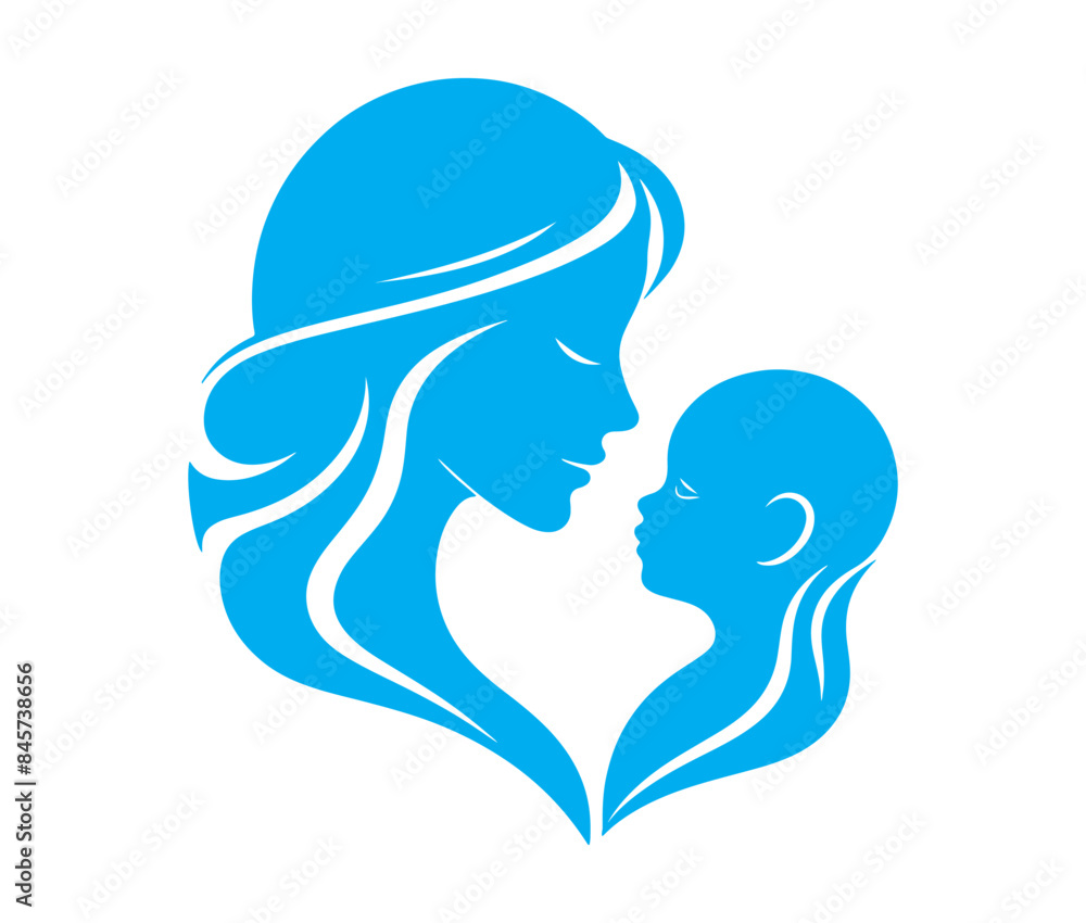 Mother and baby logo vector silhouette design