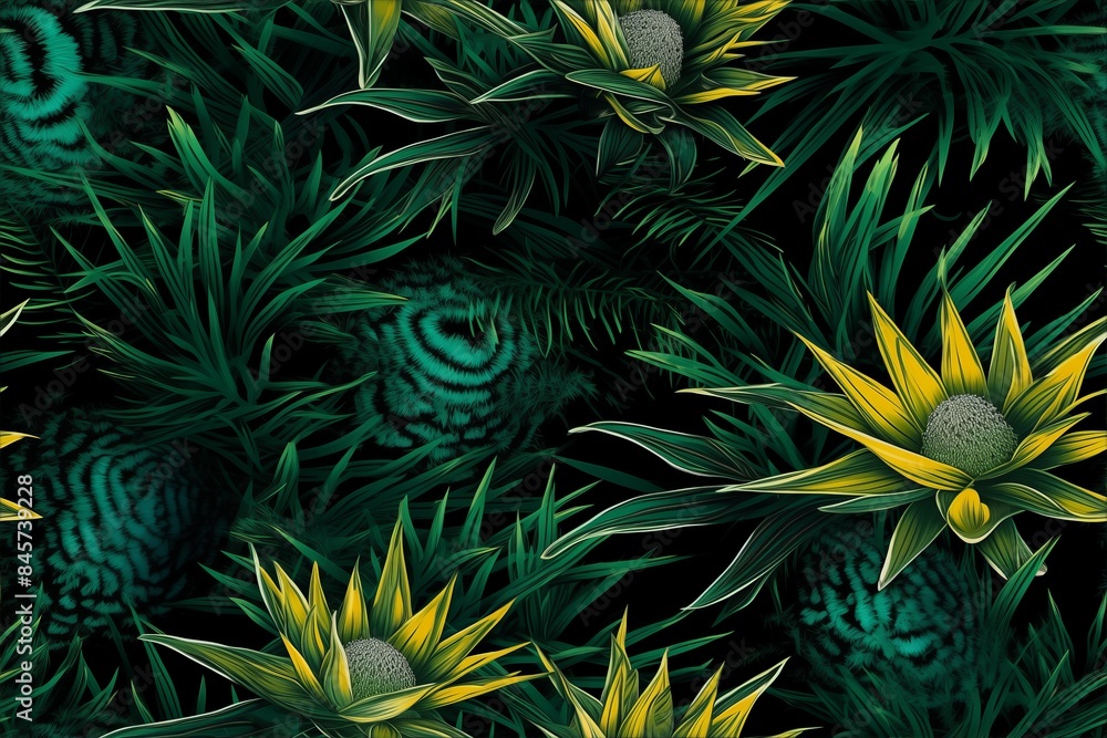 Floral digitally with intricate tropical blooms. Floral digitally with intricate tropical blooms.