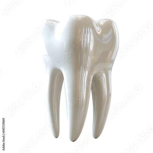 Shiny White Molar Tooth Model Isolated on Transparent Background, cut out. PNG