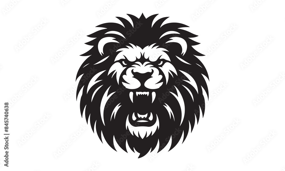 A Angry Lion head Vector silhouette illustration with minimalist logo design A Angry Lion head Vector silhouette illustration with minimalist logo design