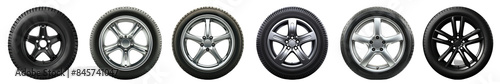PNG Various car tire and wheel designs set