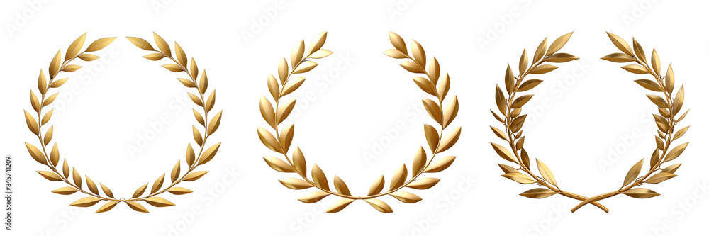 PNG Golden laurel wreaths for victory set PNG Golden laurel wreaths for victory set