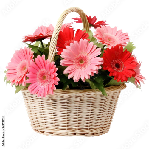 Wallpaper Mural Beautiful gerbera flowers in a small wicker basket isolated on transparent background, png clip art, floral design element. Torontodigital.ca