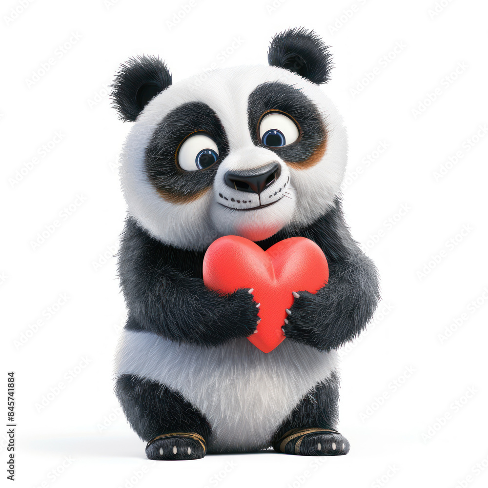 Cute cartoon panda holding a heart Cute cartoon panda holding a heart