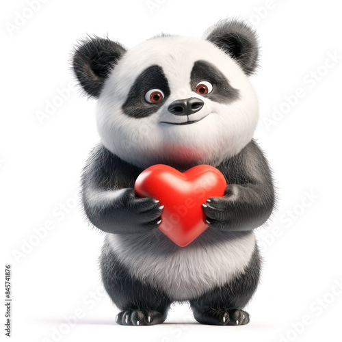 Cute cartoon panda holding a heart © siripimon2525