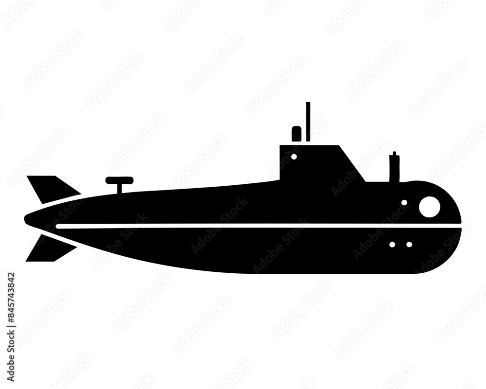 Submarine silhouette vector illustration Submarine silhouette vector illustration