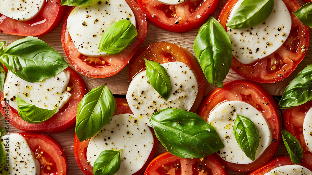 Overhead Shot of a Classic Caprese Salad Overhead Shot of a Classic Caprese Salad