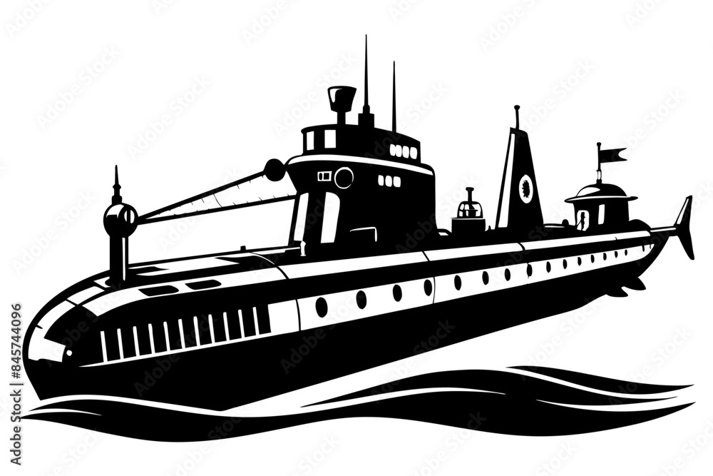 Obraz premium Submarine silhouette vector illustration